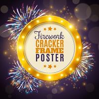 Firework Cracker Frame Colorful Background Poster  vector