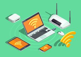 Wireless Technology Electronic Devices Isometric Poster vector