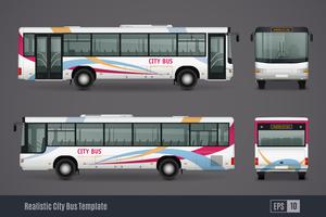 Imágenes a color realistas de autobuses urbanos vector