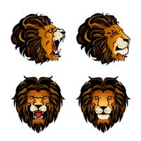 Collection Of Four Colored Lion Heads vector