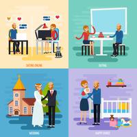 Family Relationship Character Icon Set vector