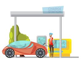 Electro Car Flat Illustration vector