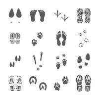 Various Footprints Set Black On White   vector