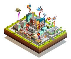 Store Buiding Island Isometric Concept vector