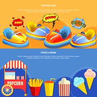 Amusement park mining 2 flat banners vector