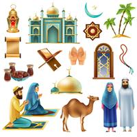 Conjunto de iconos de símbolos Ramadan Kareem Mubarak vector