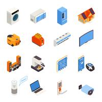 Colección de iconos isométricos de tecnología de casa inteligente vector