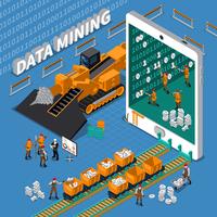 Concepto isométrico de minería de datos vector