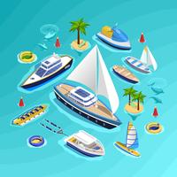 Water Transport Isometric Collection vector