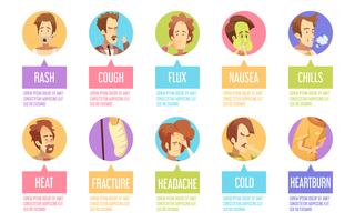 Cartoon Sickness Man Icon Set vector