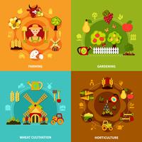 Conjunto de composiciones cuadradas agrícolas vector