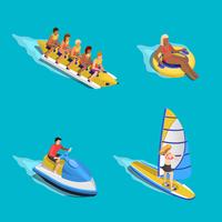 Water Riding People Set vector