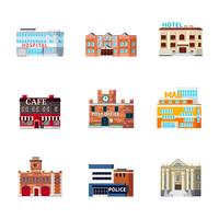 Conjunto de iconos de edificios urbanos vector