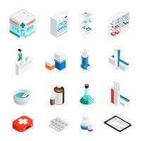 Pharmacy Isometric Icons Set vector