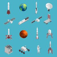 3d Rocket Space Icon Set vector