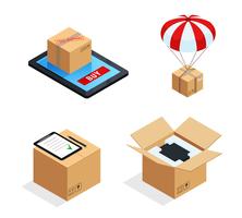 Parcel Delivery Stages Set vector