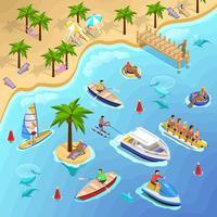 Tropical Beach Boating Background vector