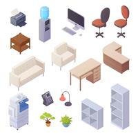 Office Interior Isometric Elements vector