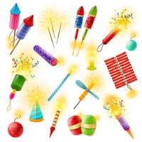 Pyrotechnics Firework Cracker Sparkler Colorful Set vector