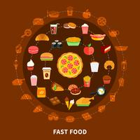  Fast Food Menu Circle Composition Poster vector