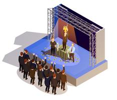 Business Award Winner Podium Isometric Isometric Image  vector