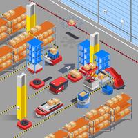 Robotic Warehouse Isometric Background vector