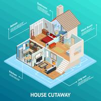 Isometric House Profile Concept vector