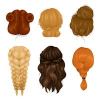 Women Hairstyle Back View Icons Collection vector