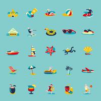 Summer Beach Retro Icons Background Set vector