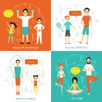 Healthy Family Flat Concept vector