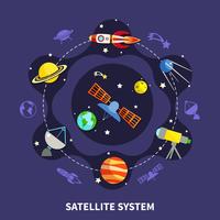 Satellite System Concept  vector