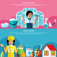 House Cleaning Banners Set vector