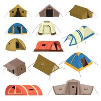 Colorful Tourist Tents Set vector