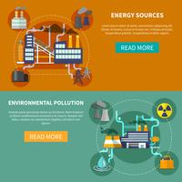 Energy sources and environmental pollution banner vector