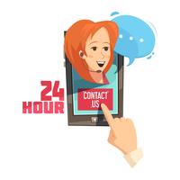 Contact Us Retro Cartoon Illustration vector