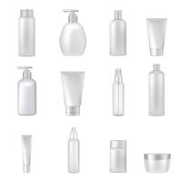 Cosmetics Bottles Tubes Empty Clear Set vector