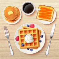Classic Breakfast Top View Realistic Image  vector
