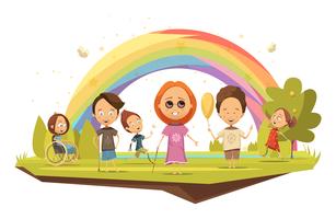 Disabled Kids Cartoon Style Illustration vector