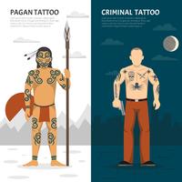 Tattoo Studio Vertical Banner Set vector