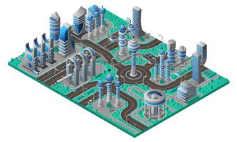 Future City Isometric Composition vector