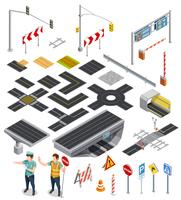 Elementos isométricos de secciones de carretera vector