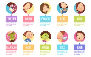 Cartoon Sickness Child Icon Set vector