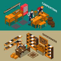 Craftsman Isometric Banners vector