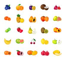 Fresh Fruits  Big Polygonal Icons Set vector