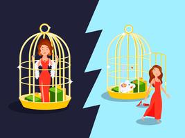 Marriage Golden Cage Concept vector