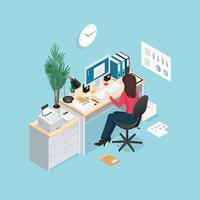 Office Workplace Isometric Composition vector