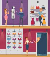 Trying Shop Flat People Compositions vector