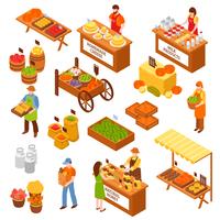 Farmers  Marketplace Isometric Set vector