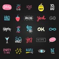 Flat Chalkboard Stickies Set vector