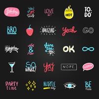 Flat Chalkboard Stickies Set vector